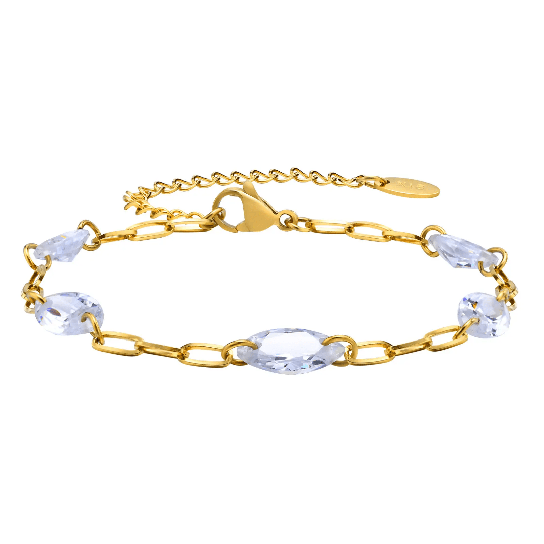 Glitze Accessories Glaciara jewelry piece featuring sparkling crystals and intricate design on a neutral background.