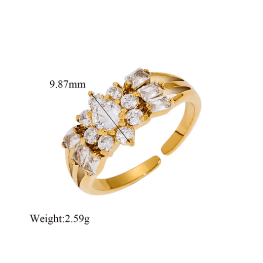 Lotus Ring close-up — waterproof hypoallergenic gold lotus ring | Glitze Accessories