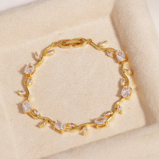 Tulip Bracelet in Golden — 18K gold plated stainless steel bracelet by Glitze Accessories Pakistan