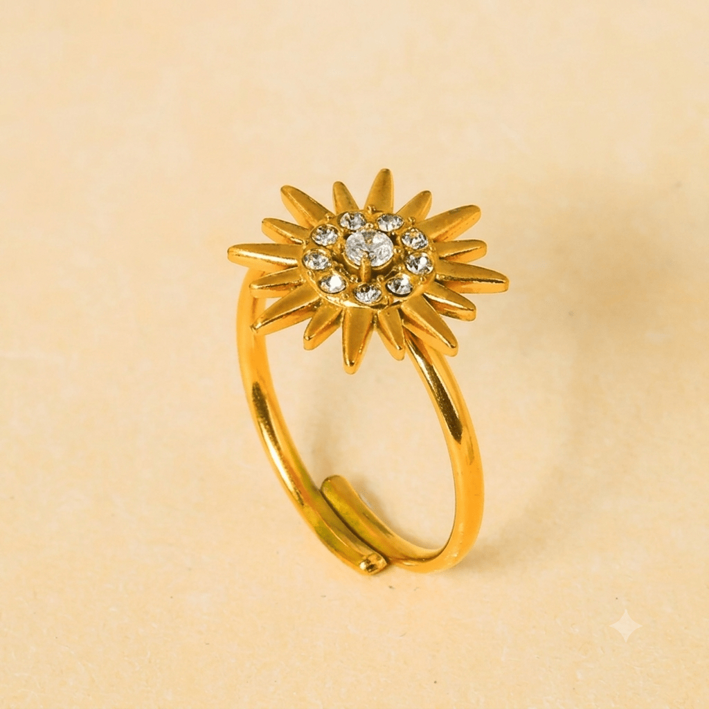 Glitze Accessories flare ring featuring a stylish design with a wide band and decorative flare details.