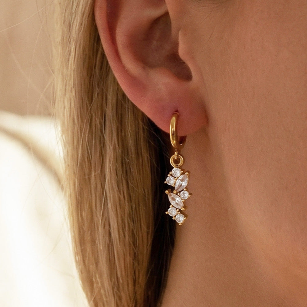 Lotus Earrings in 18K gold plated stainless steel, view 2