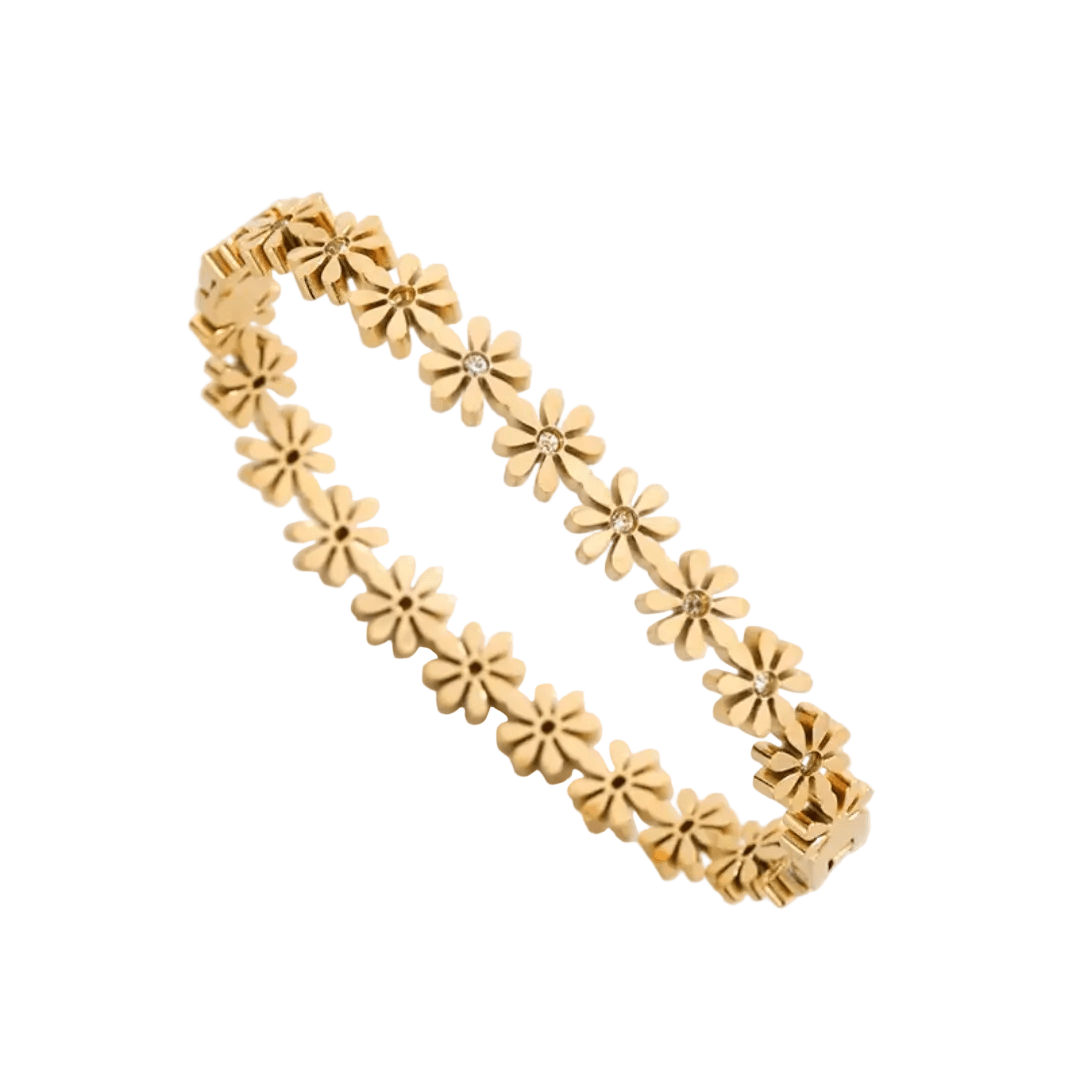 Colorful Flovera hair clip by Glitze Accessories featuring vibrant floral design and shiny gold-tone finish.