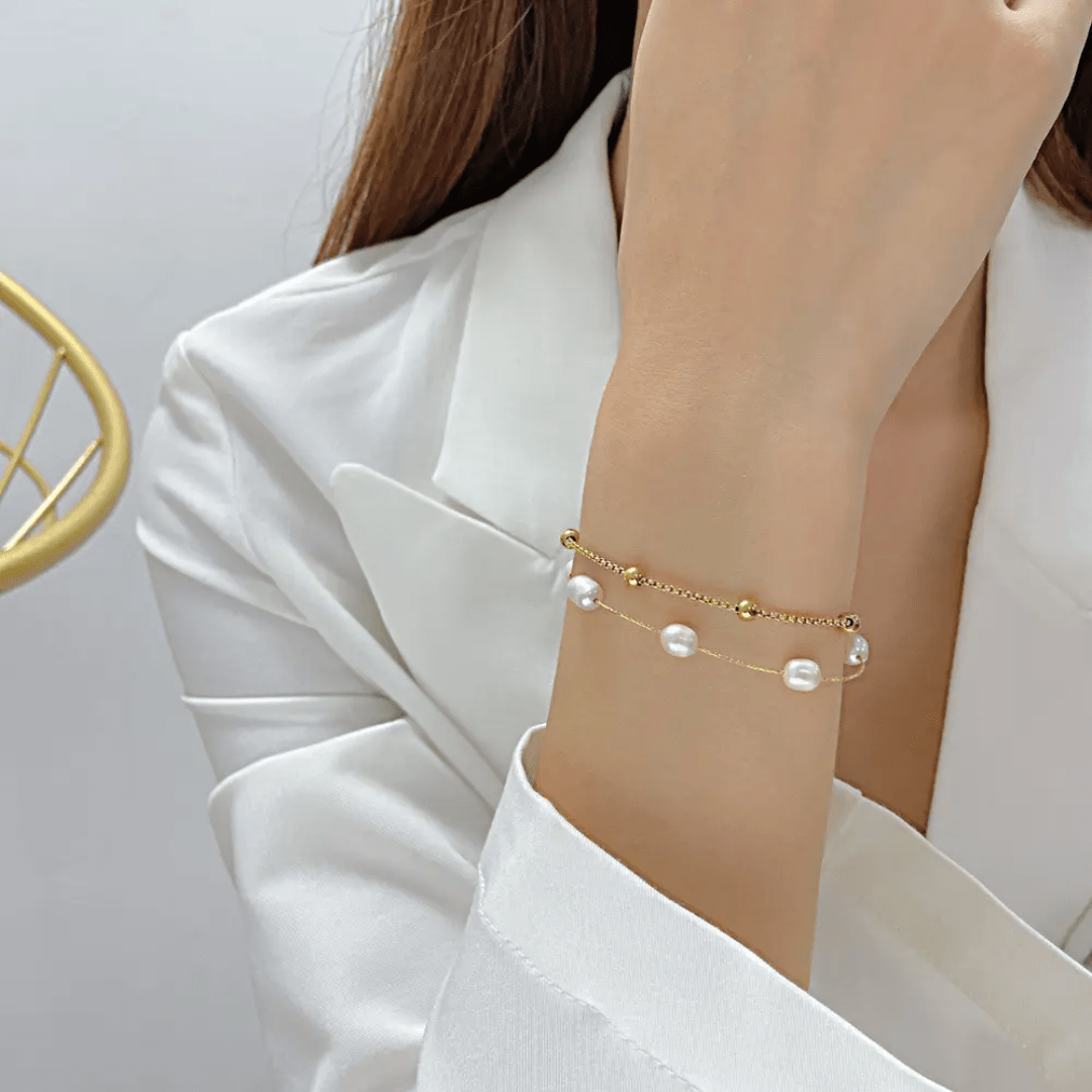 Lyra Bracelet close-up — waterproof hypoallergenic gold bracelet | Glitze Accessories