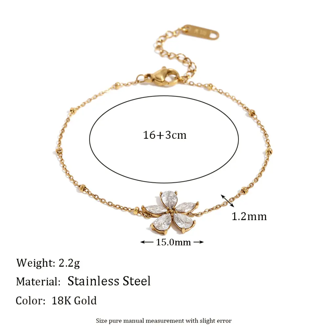Zella Bracelet styled – delicate gold flower bracelet by Glitze Accessories Pakistan