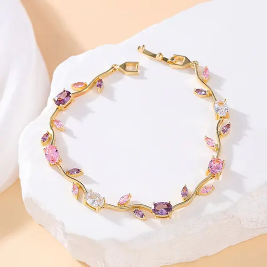 Tulip Bracelet in Lavender — 18K gold plated stainless steel bracelet by Glitze Accessories Pakistan