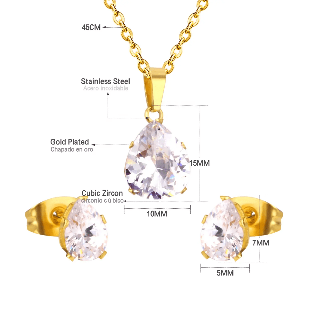 Tear Drop Set - Golden - Glitze Accessories