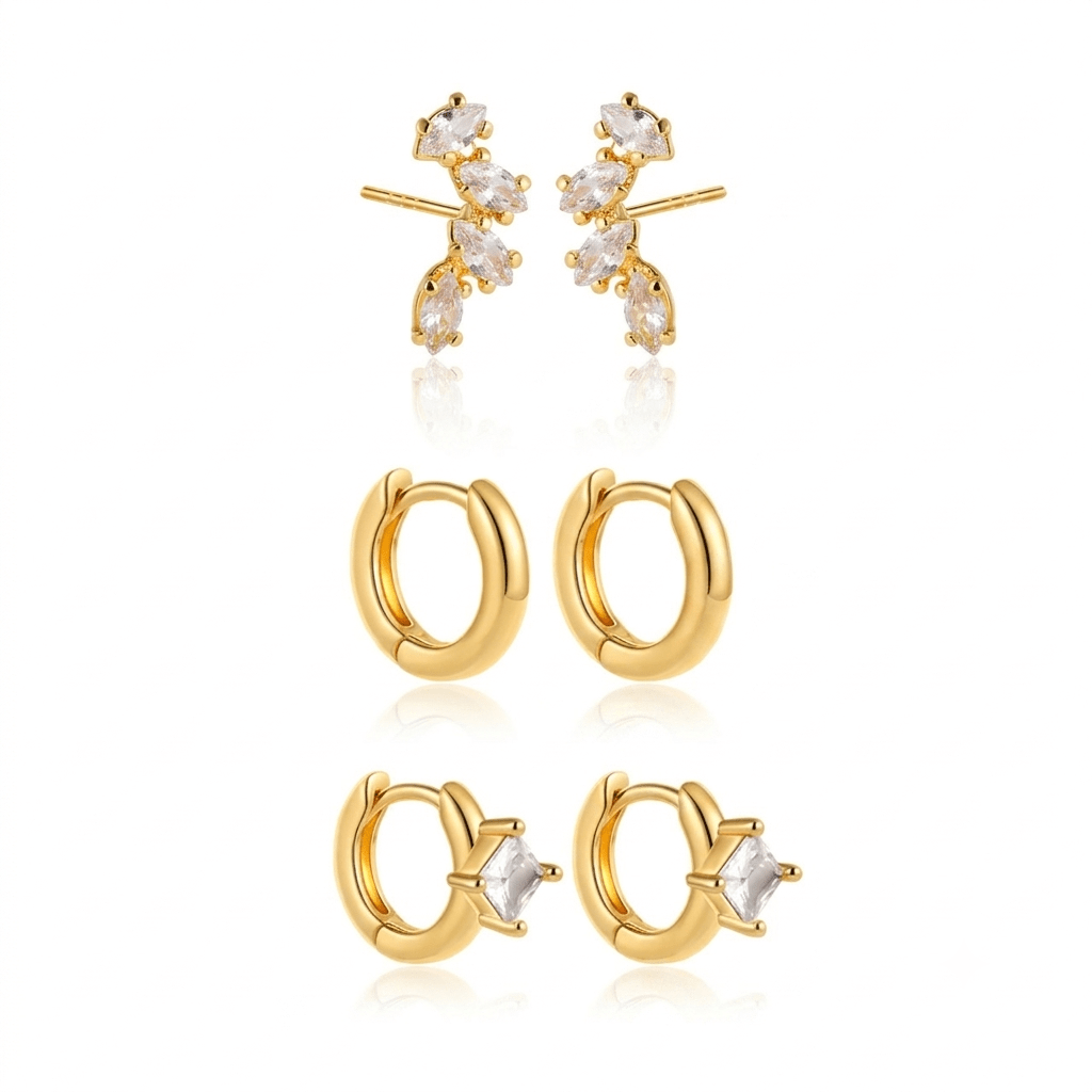 Glitze Accessories Nova Stack jewelry set featuring layered necklaces and matching accessories on a display stand.