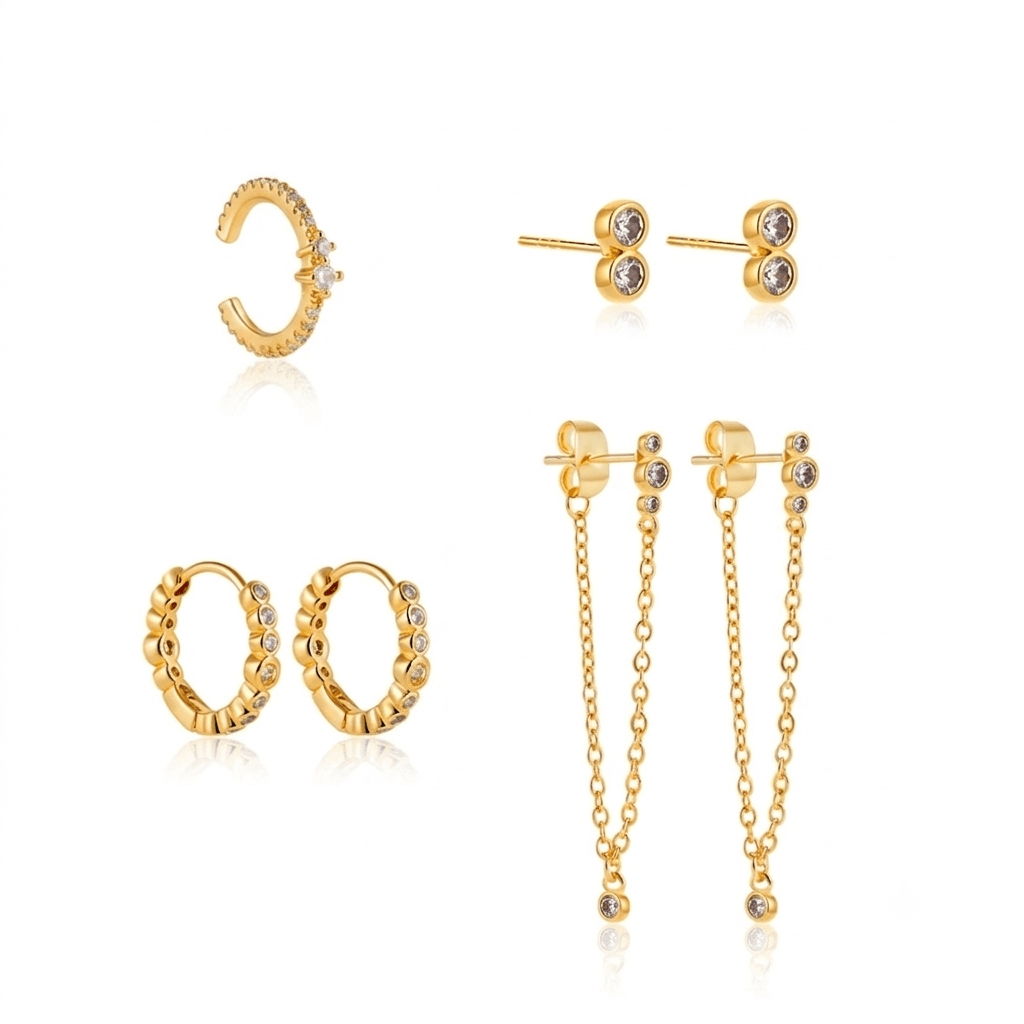 Glitze Accessories Blissful Stack jewelry featuring layered colorful bangles and rings on a neutral background.
