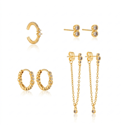 Glitze Accessories Blissful Stack jewelry featuring layered colorful bangles and rings on a neutral background.