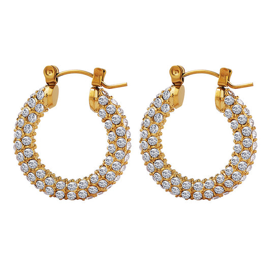 Duchess Earrings — crystal pavé gold hoop earrings, 18K gold plated stainless steel | Glitze