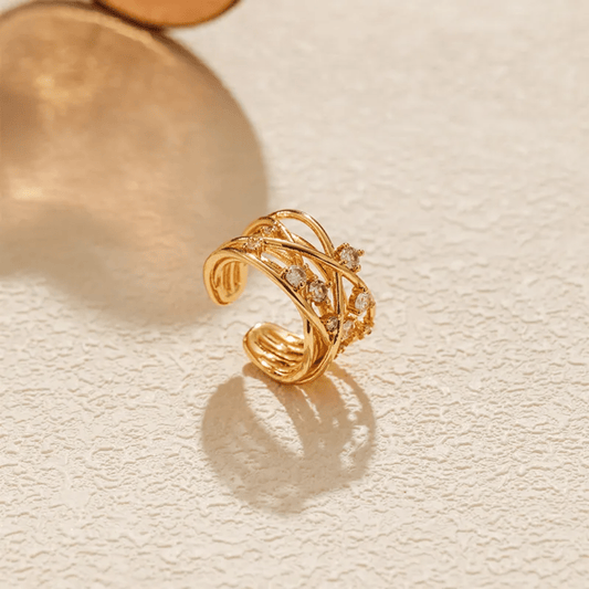 Zodiac Ring close-up — waterproof hypoallergenic gold ring | Glitze Accessories