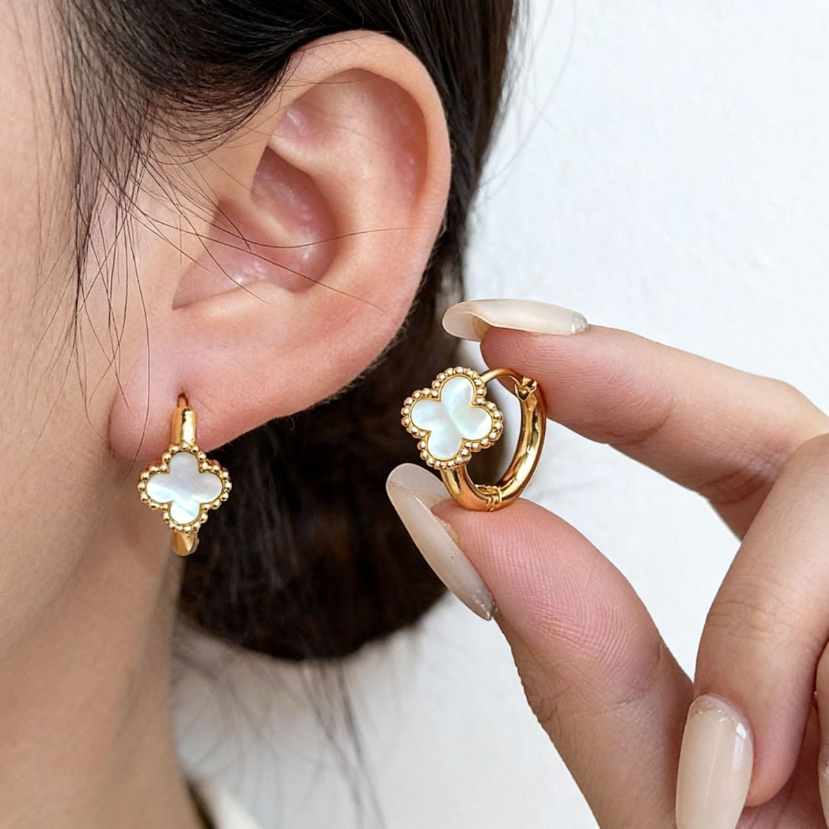 Clover Studs - White