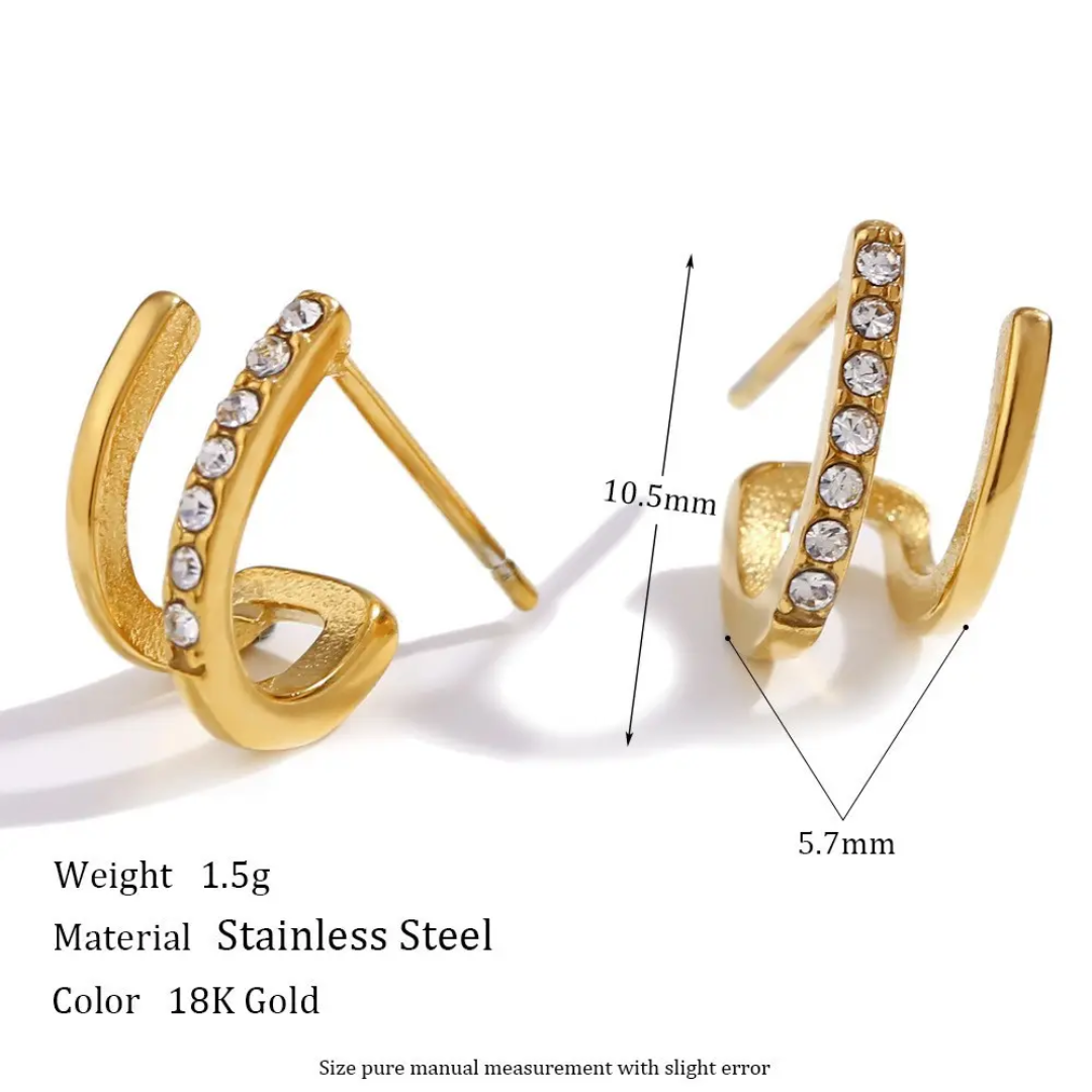 Verge Earrings in 18K gold plated stainless steel, view 5