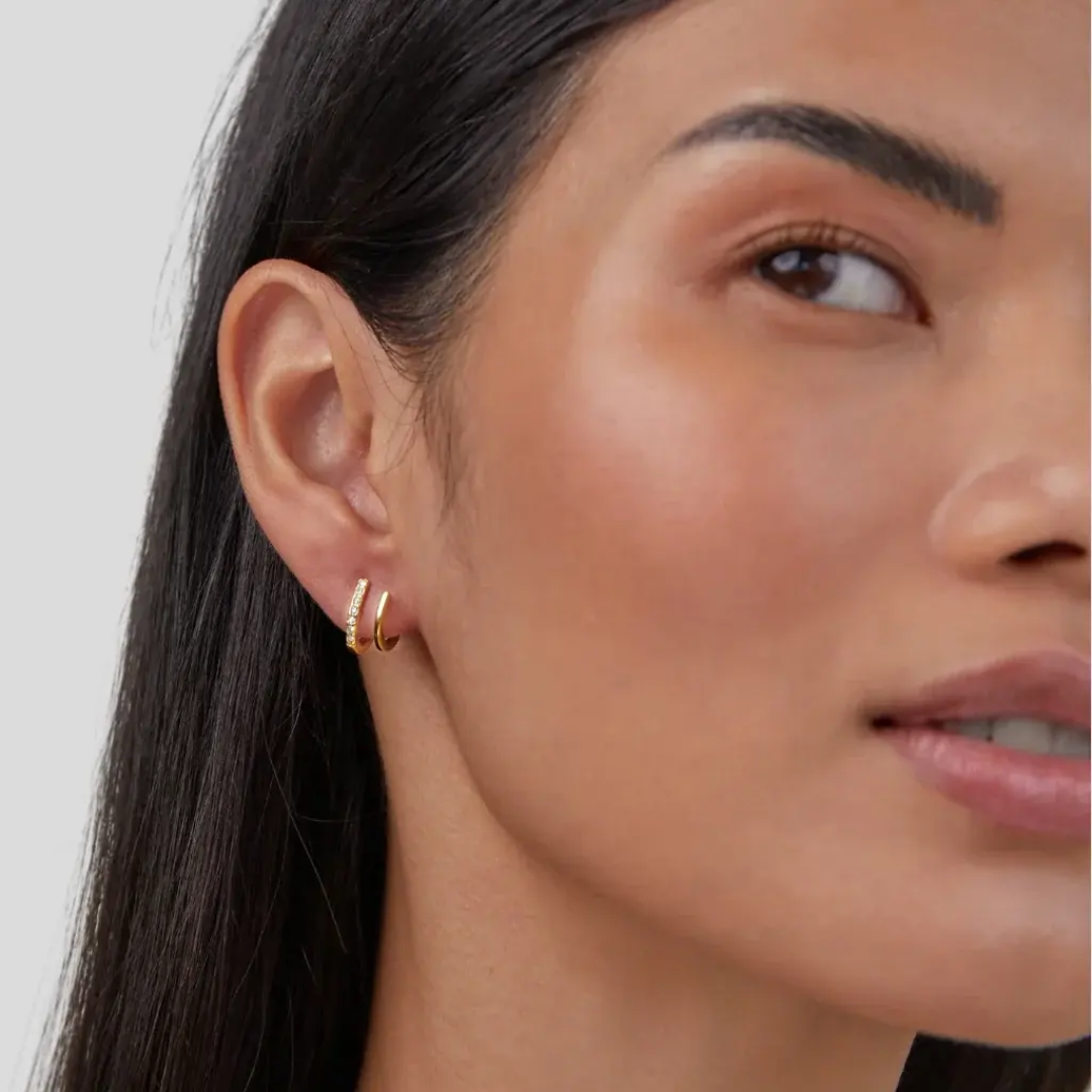 Verge Earrings in 18K gold plated stainless steel, view 4