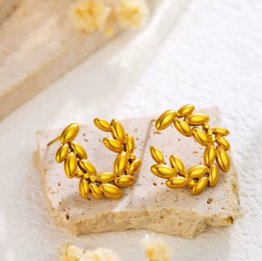 Feya Earrings close-up — waterproof hypoallergenic gold earrings | Glitze Accessories