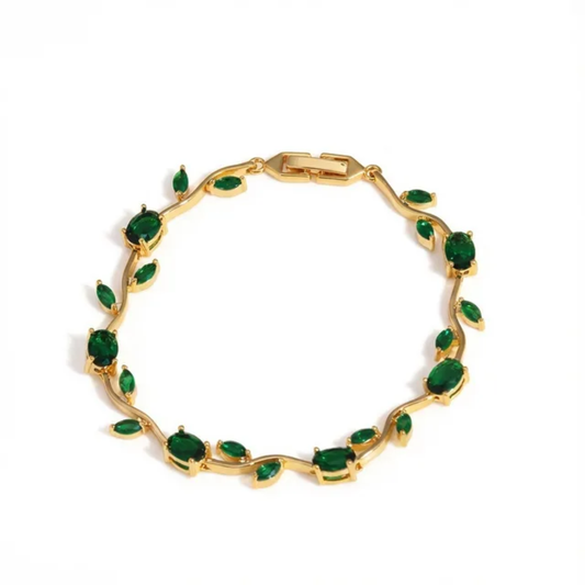 Tulip Bracelet in Green — 18K gold plated stainless steel bracelet by Glitze Accessories Pakistan