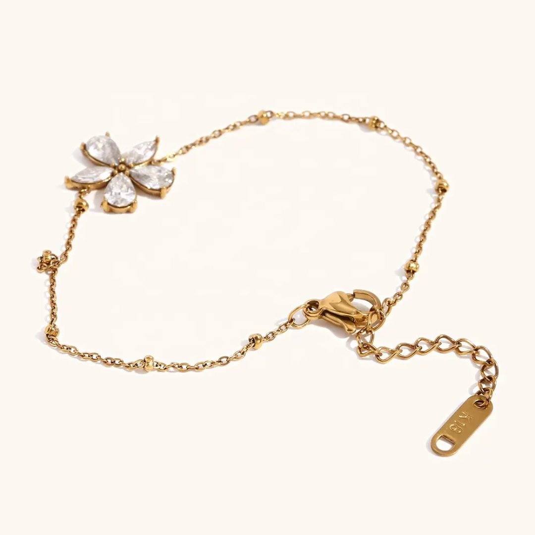 Zella Bracelet – 18K gold plated crystal flower bracelet in Pakistan by Glitze Accessories
