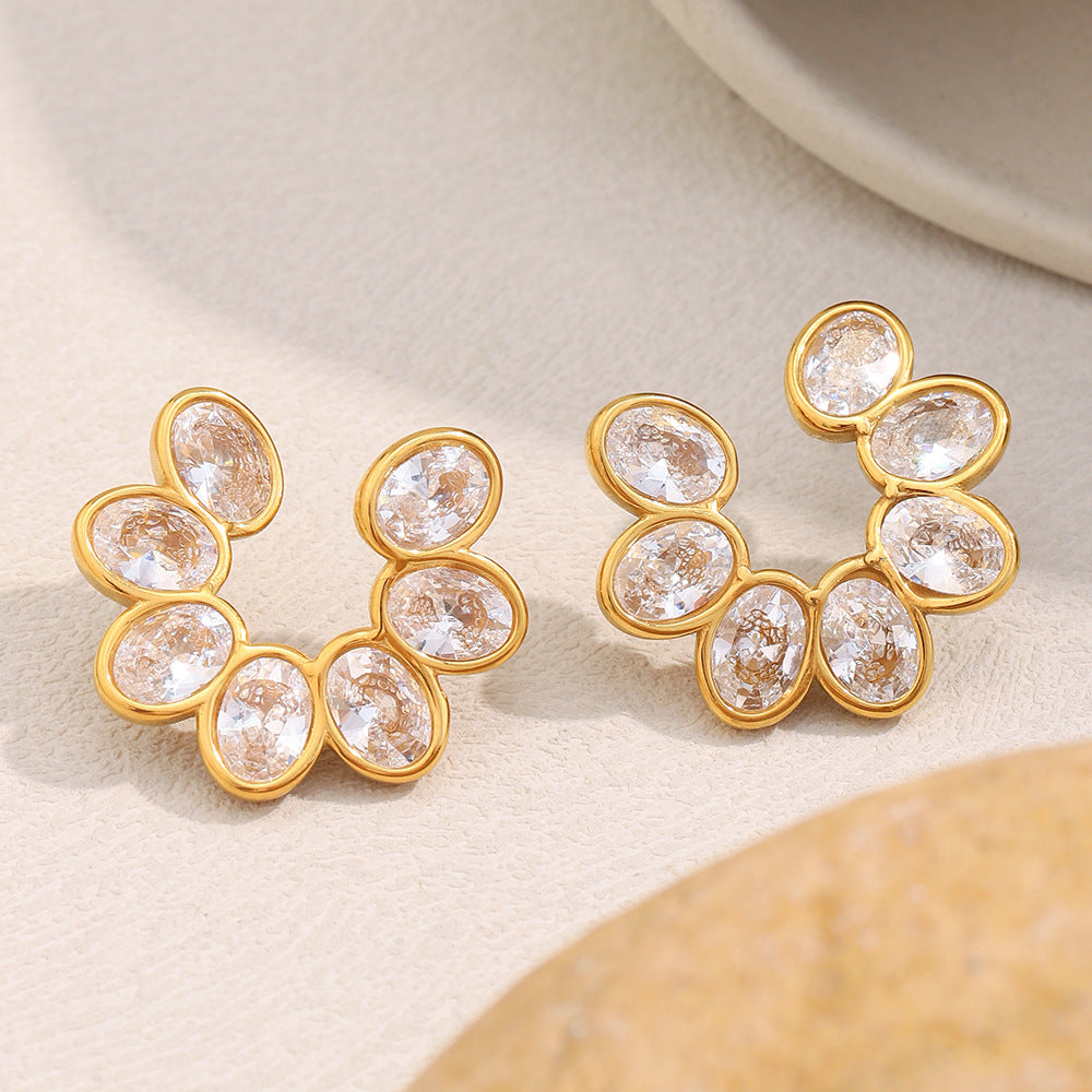Meadow Studs in 18K gold plated stainless steel, view 2