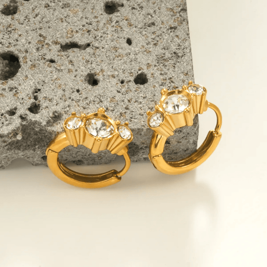 Dew Earrings close-up — waterproof hypoallergenic gold earrings | Glitze Accessories