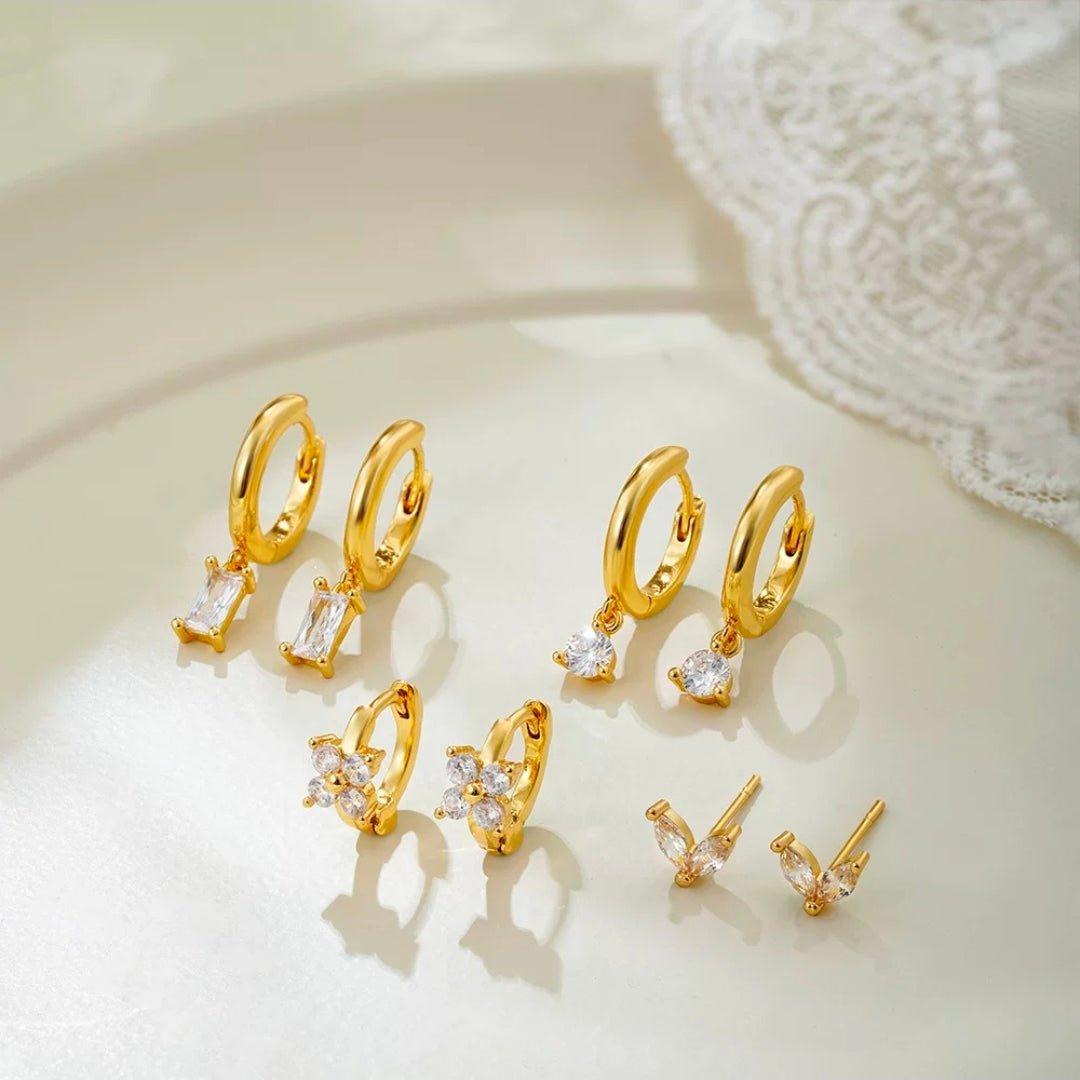 Glitze Accessories Iris Stack jewelry set featuring multiple colorful rings arranged in a stylish display.