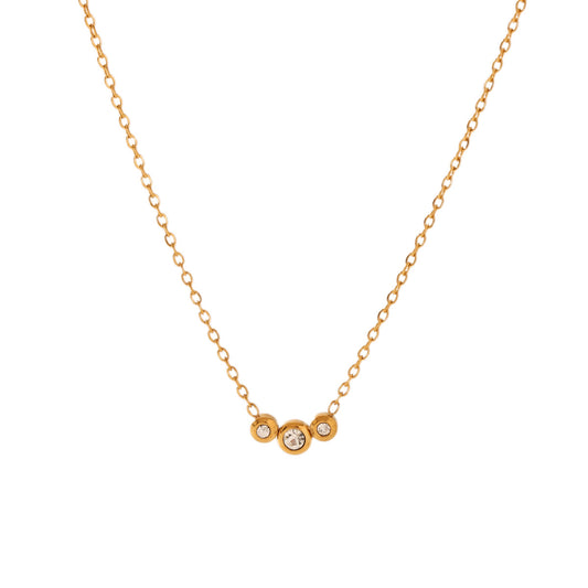 Asteria Necklace, fine gold chain with three bezel-set crystals, 18K gold plated stainless steel