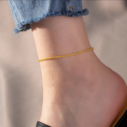 Victoire Anklet styled — tarnish-free 18K gold stainless steel anklet | Glitze Accessories Pakistan