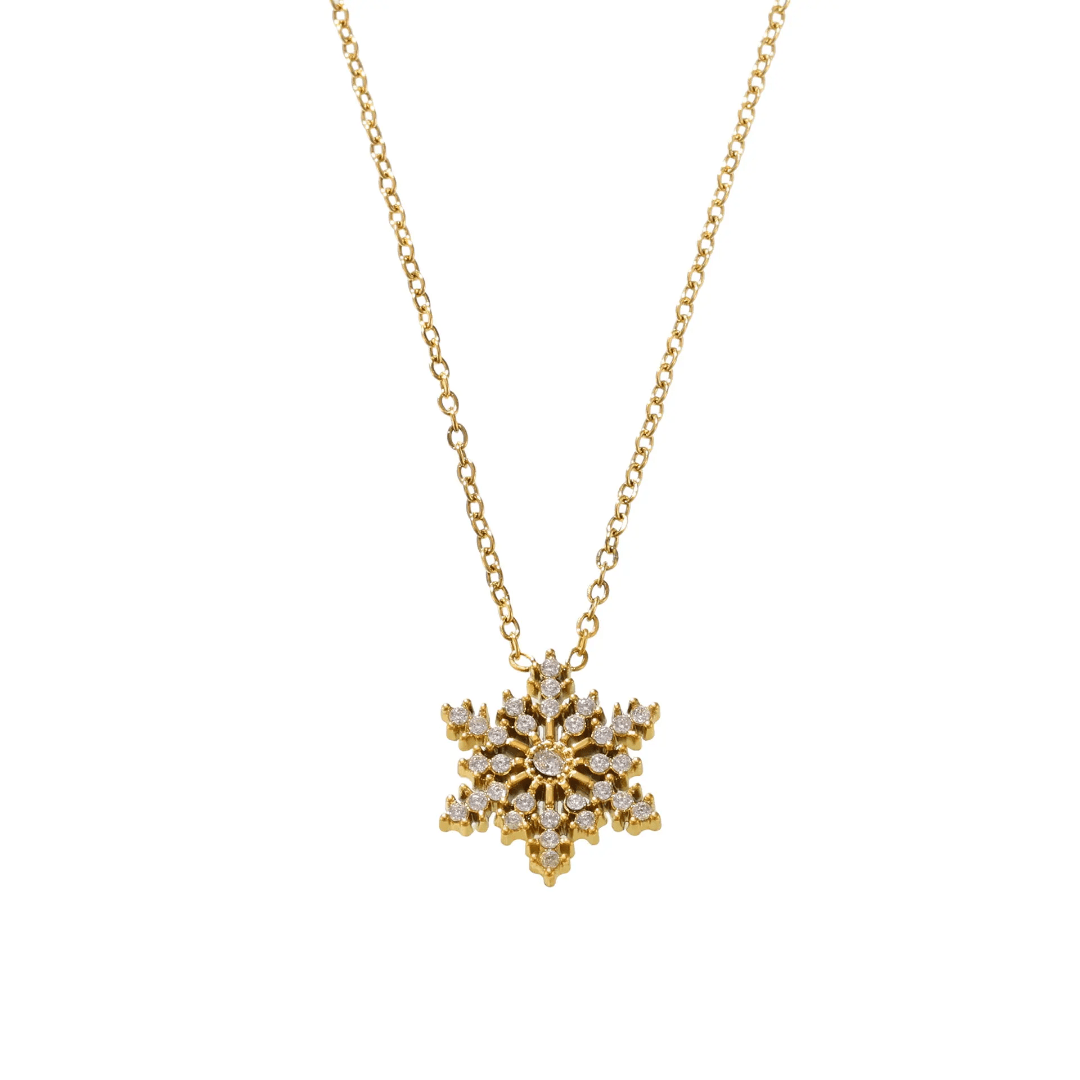 Simple snowflake necklace by Glitze Accessories featuring a delicate silver snowflake pendant on a fine chain.