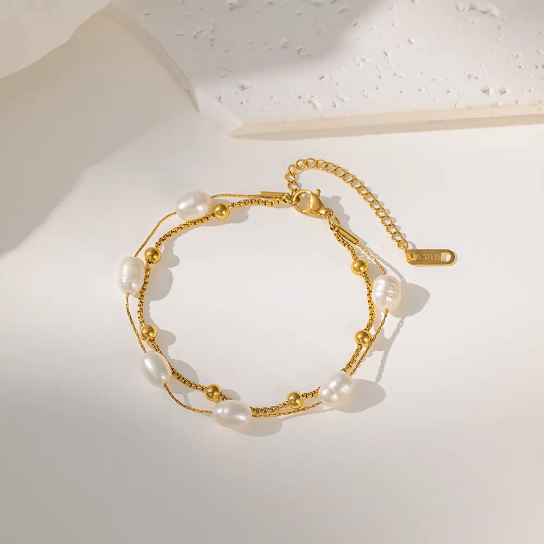 Lyra Bracelet detail — tarnish-free 18K gold stainless steel bracelet | Glitze Accessories Pakistan
