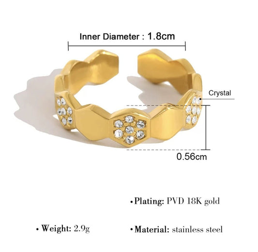 Apex Ring close-up — waterproof hypoallergenic gold ring | Glitze Accessories
