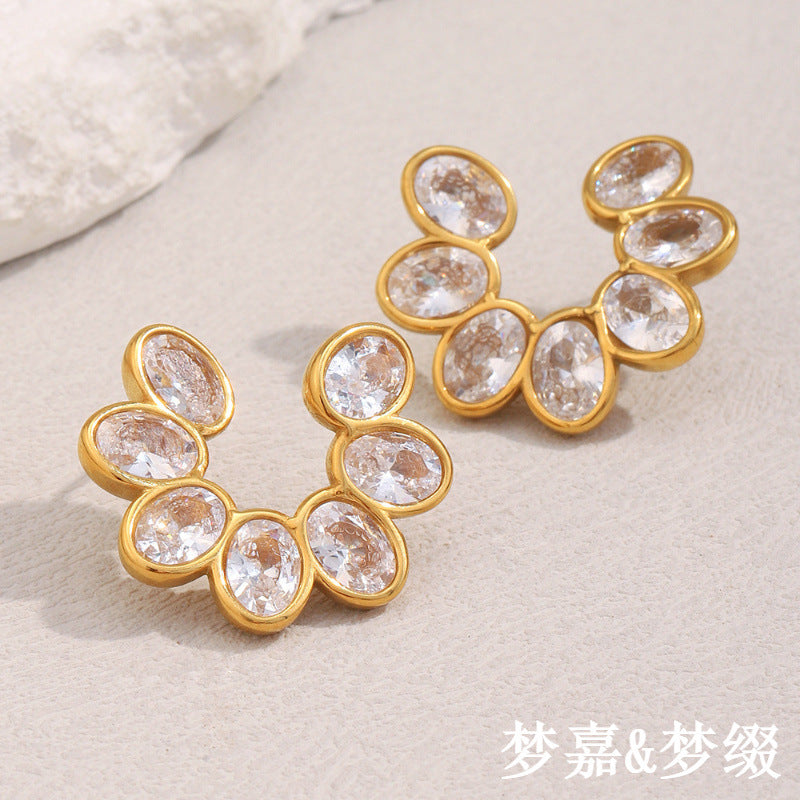 Meadow Studs in 18K gold plated stainless steel, view 3