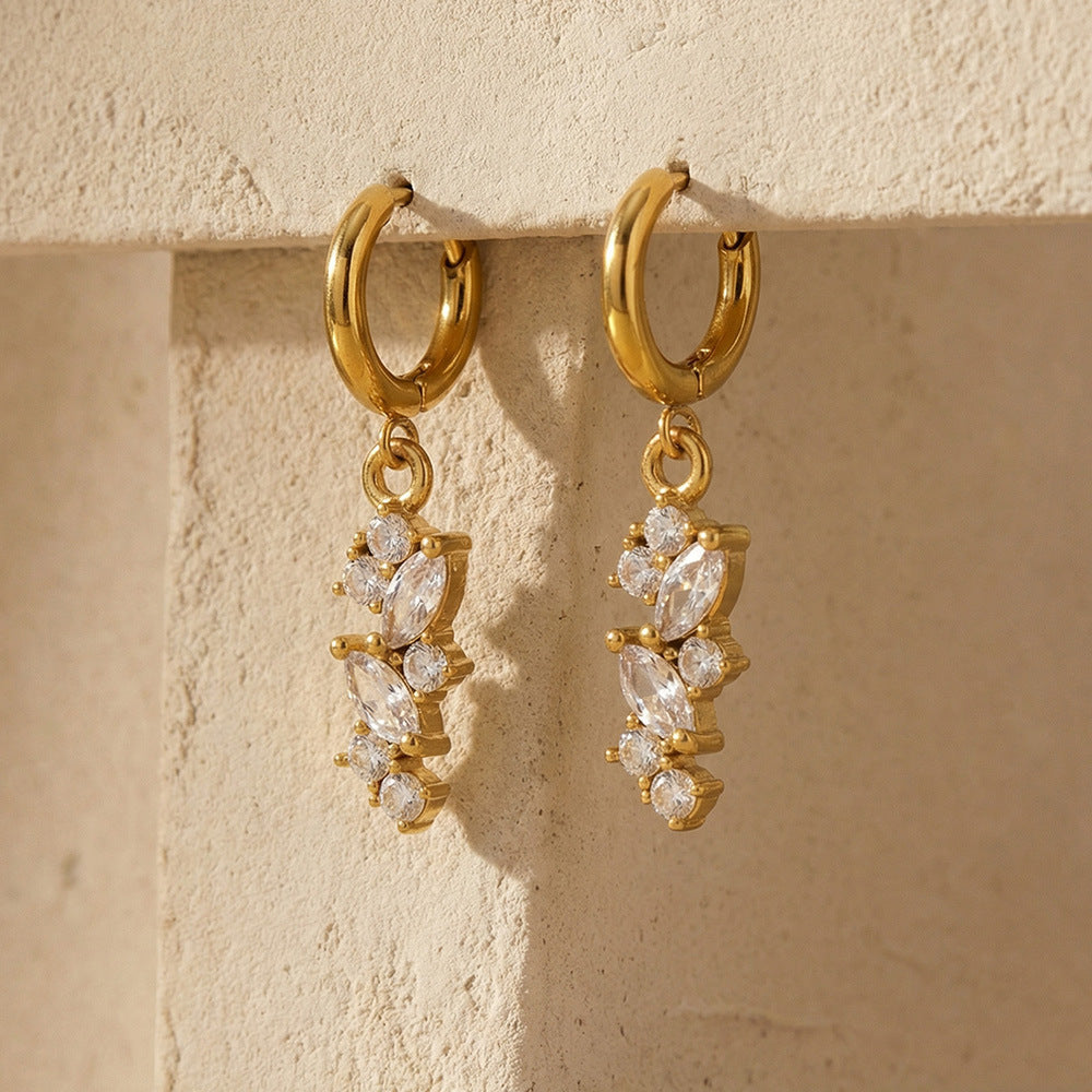 Lotus Earrings in 18K gold plated stainless steel, view 3