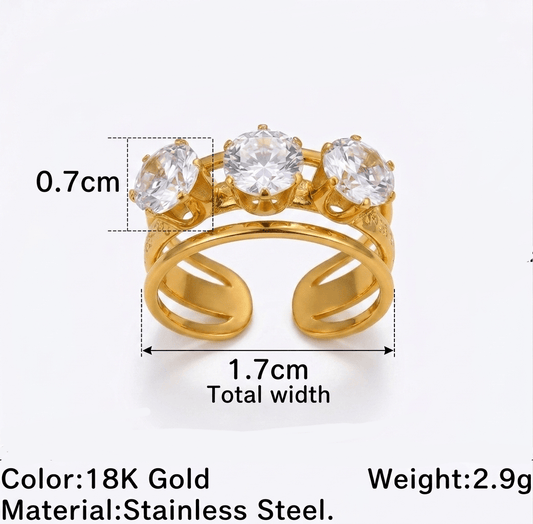 Rhea Ring close-up — waterproof hypoallergenic gold ring | Glitze Accessories