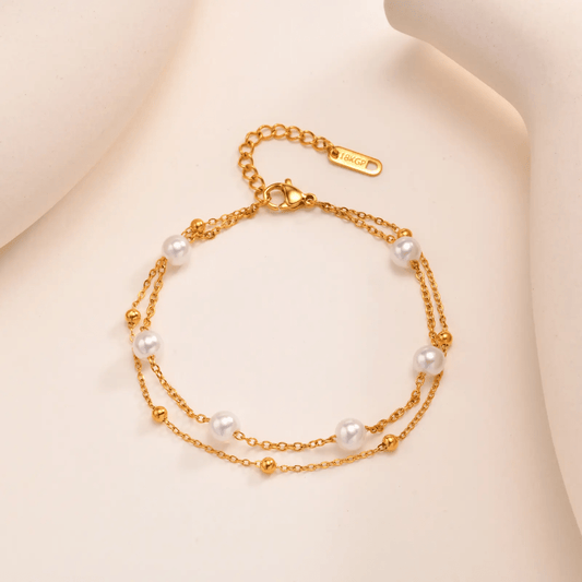 Lyra Anklet close-up — waterproof hypoallergenic gold anklet | Glitze Accessories
