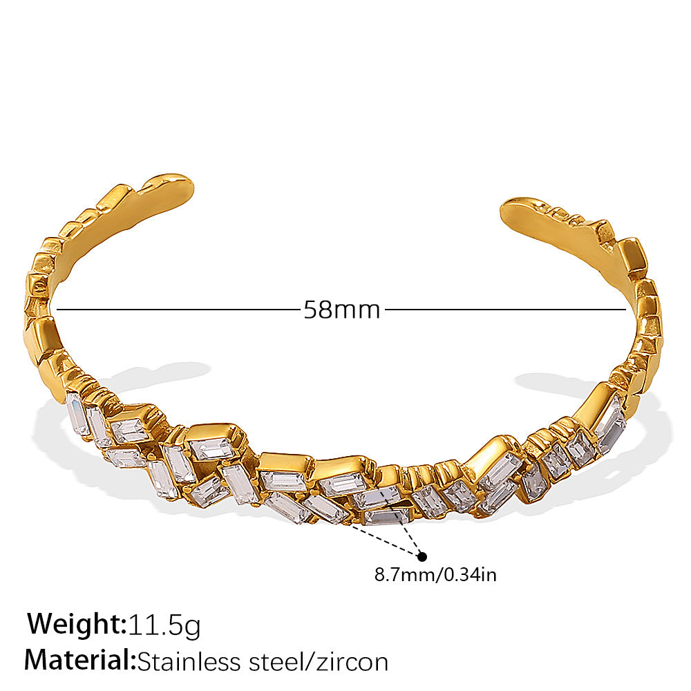 Mosaic Bangle styled – waterproof tarnish resistant open cuff by Glitze Accessories