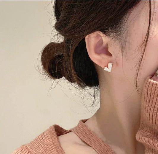 Sora Earrings White styled — waterproof hypoallergenic gold earrings | Glitze Accessories