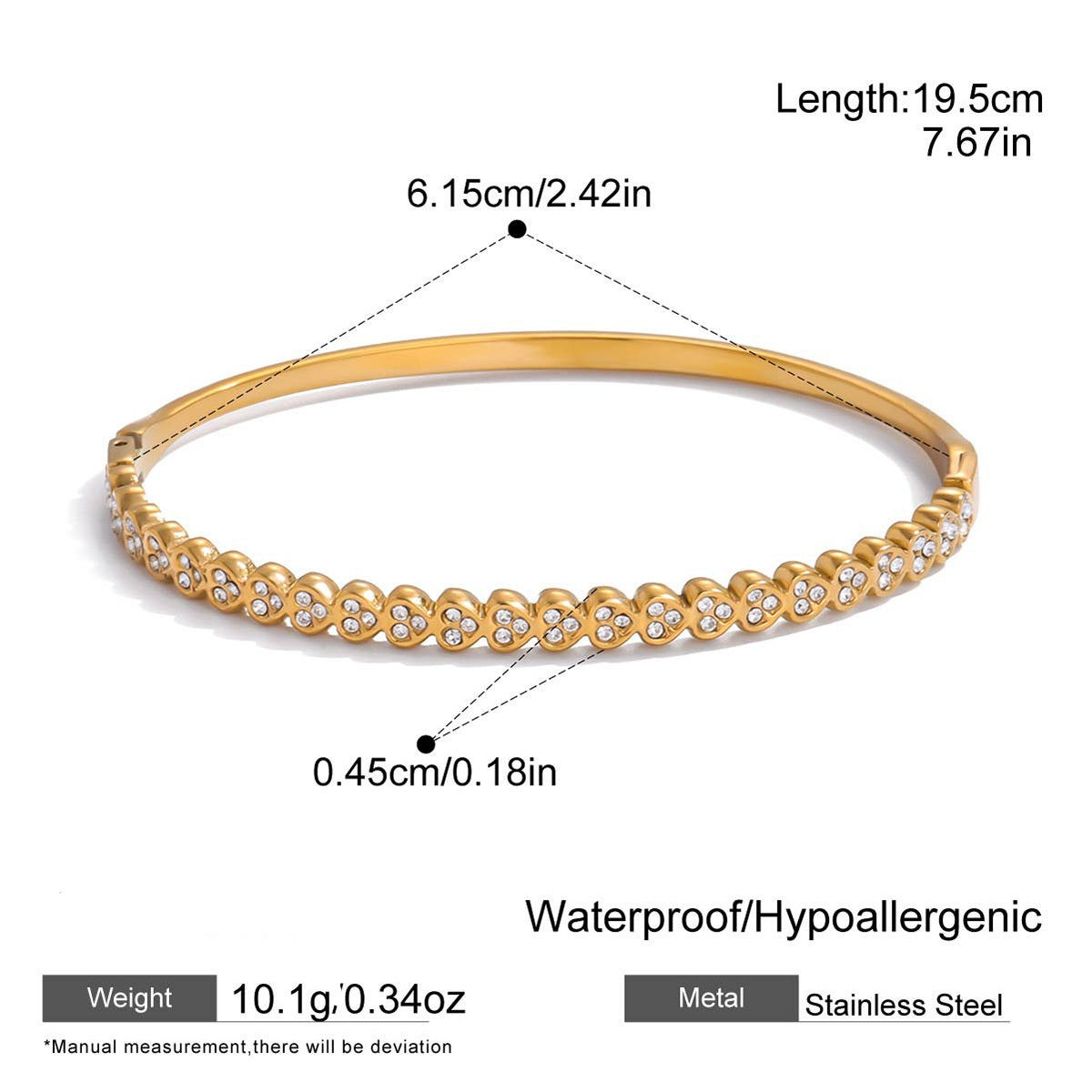 Adora Bangle styled – waterproof hypoallergenic gold bangle by Glitze Accessories