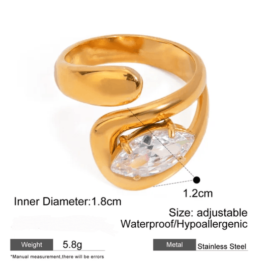Destiny Ring close-up — waterproof hypoallergenic gold ring | Glitze Accessories