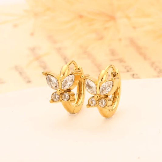 Butterfly Earrings close-up — waterproof hypoallergenic gold earrings | Glitze Accessories