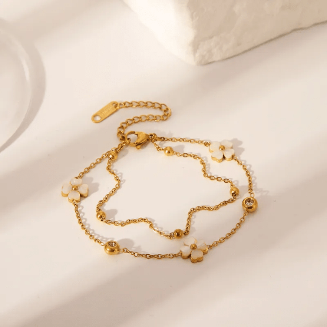 Simple Lily Bracelet by Glitze Accessories featuring delicate floral design and silver-tone metal.