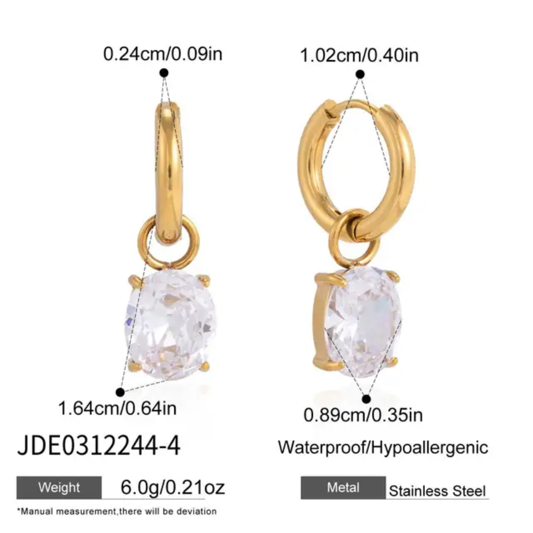 Ova Earrings in 18K gold plated stainless steel, view 4