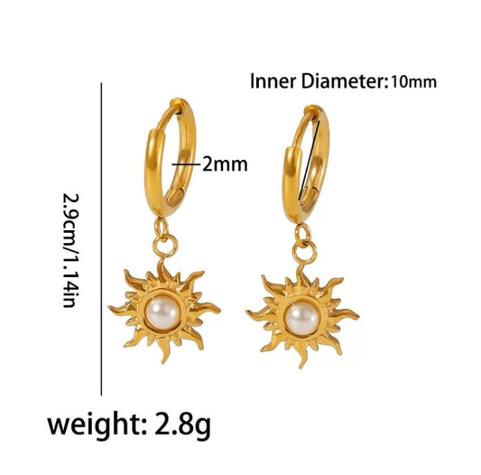 Sunshine Earrings close-up — waterproof hypoallergenic gold earrings | Glitze Accessories