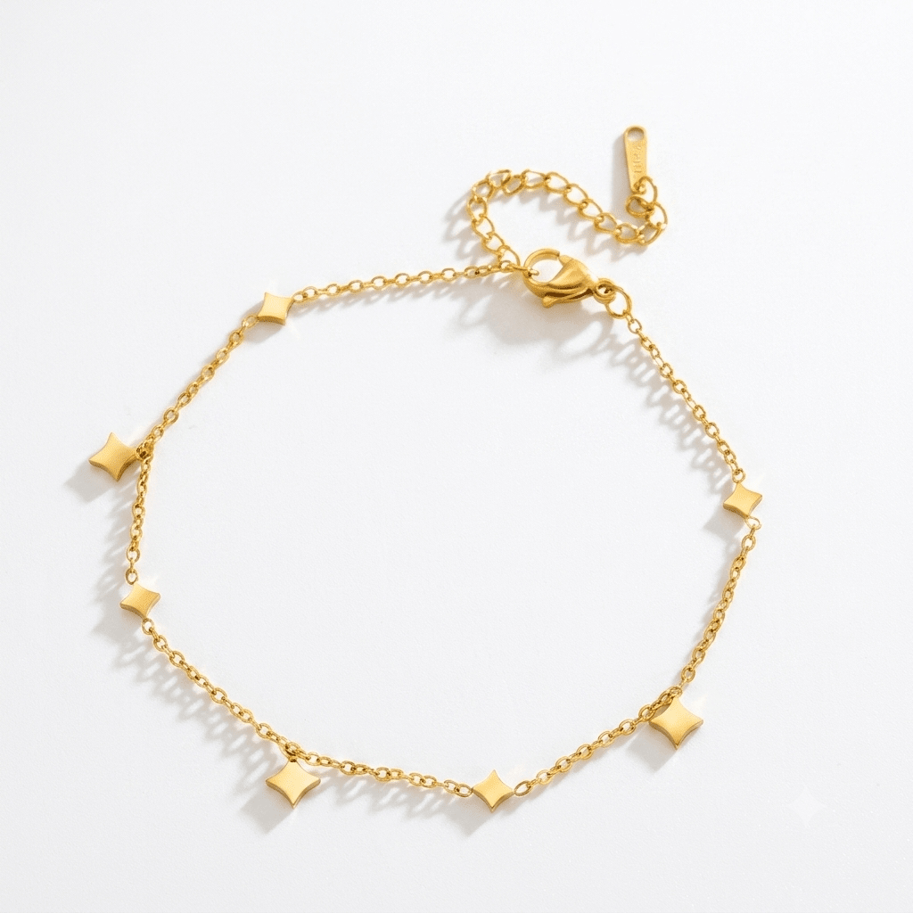 Lumière Anklet styled — tarnish-free 18K gold stainless steel anklet | Glitze Accessories Pakistan