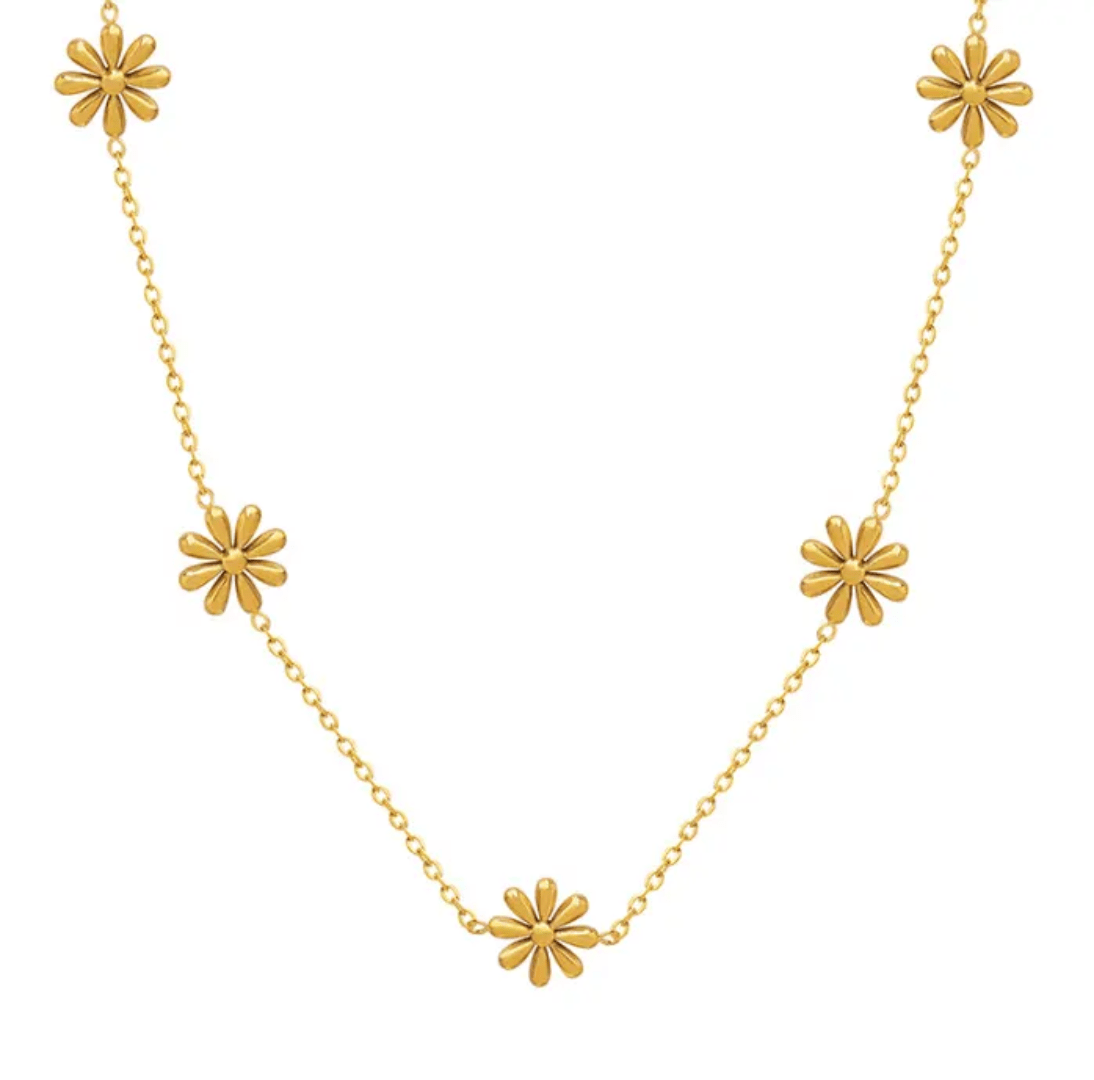 Orchia Necklace — 18K gold plated stainless steel orchid-inspired necklace by Glitze Accessories Pakistan