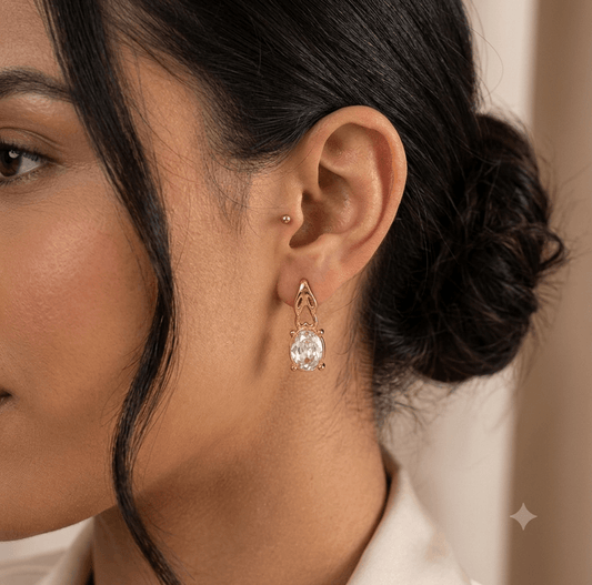 Aveline Earrings close-up — waterproof hypoallergenic gold earrings | Glitze Accessories