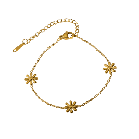 Orchia Bracelet — 18K gold plated stainless steel orchid-inspired bracelet by Glitze Accessories Pakistan